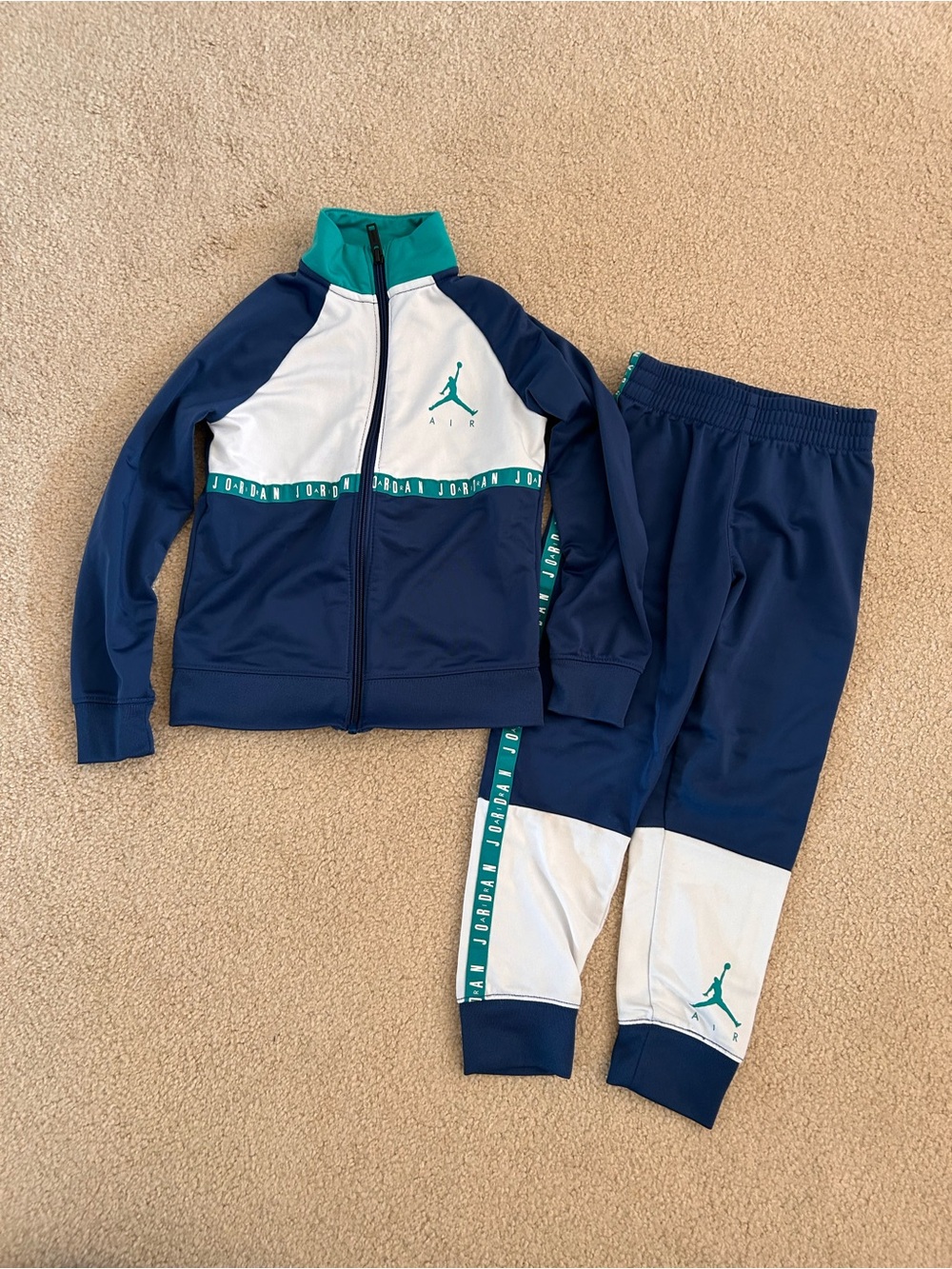 Jordan Navy, Teal & White Kids Track Sweatpants Set
